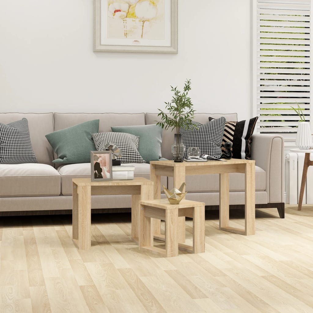 vidaXL Tables gigognes 3 pcs Chêne Sonoma Bois d'ingénierie