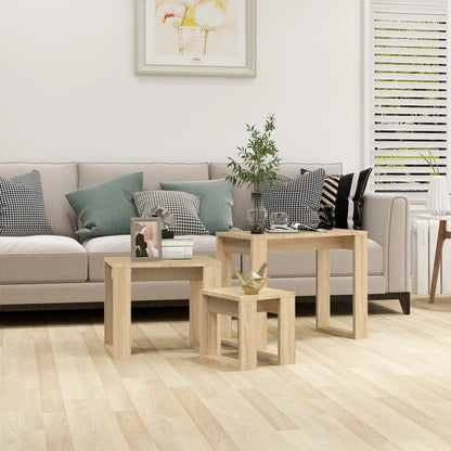 vidaXL Tables gigognes 3 pcs Chêne Sonoma Bois d'ingénierie