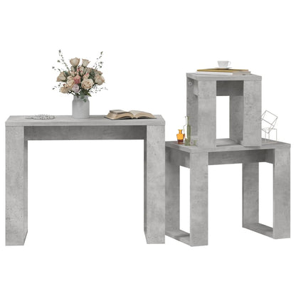 vidaXL Satztische 3-tlg. Betongrau Holzwerkstoff
