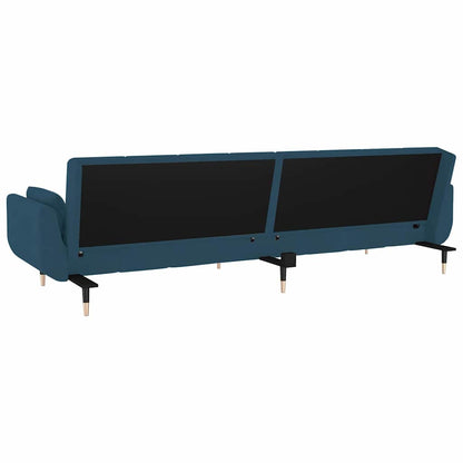 Schlafsofa 2-Sitzer mit 2 Kissen Blau Samt