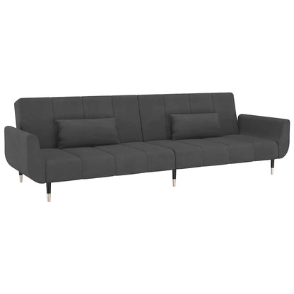 vidaXL Schlafsofa 2-Sitzer mit 2 Kissen Dunkelgrau Samt