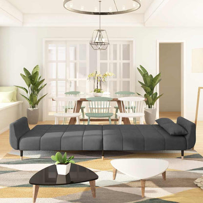 vidaXL Schlafsofa 2-Sitzer mit 2 Kissen Dunkelgrau Samt