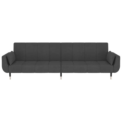 vidaXL Schlafsofa 2-Sitzer mit 2 Kissen Dunkelgrau Samt
