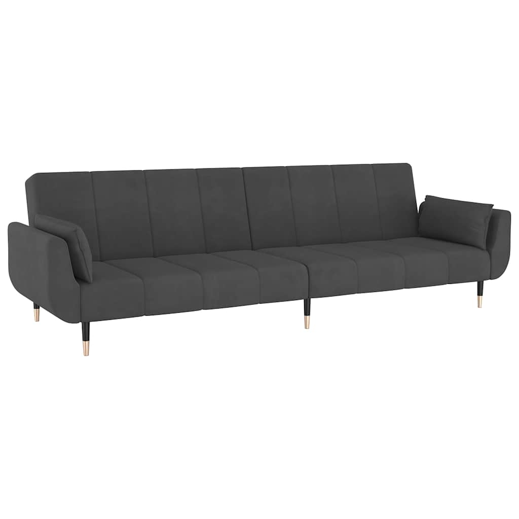 vidaXL Schlafsofa 2-Sitzer mit 2 Kissen Dunkelgrau Samt