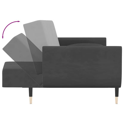 vidaXL Schlafsofa 2-Sitzer mit 2 Kissen Dunkelgrau Samt