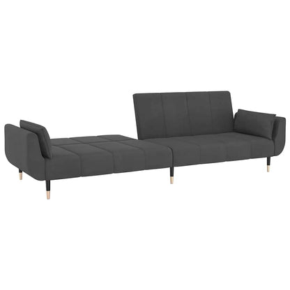 vidaXL Schlafsofa 2-Sitzer mit 2 Kissen Dunkelgrau Samt