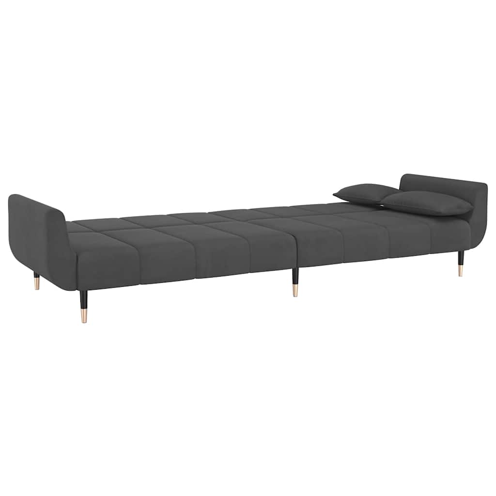 vidaXL Schlafsofa 2-Sitzer mit 2 Kissen Dunkelgrau Samt
