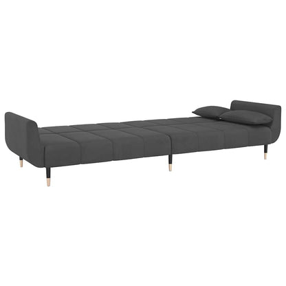 vidaXL Schlafsofa 2-Sitzer mit 2 Kissen Dunkelgrau Samt