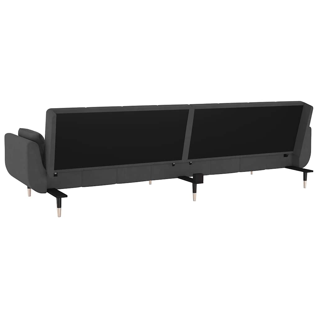 vidaXL Schlafsofa 2-Sitzer mit 2 Kissen Dunkelgrau Samt