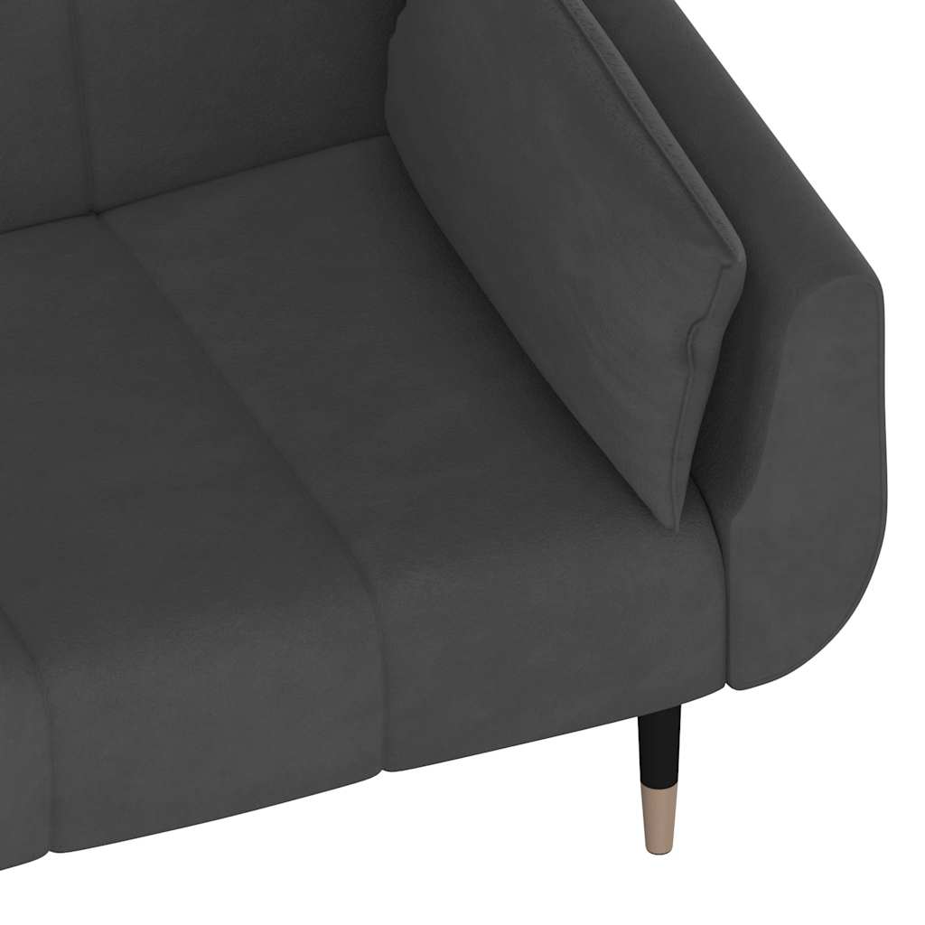 vidaXL Schlafsofa 2-Sitzer mit 2 Kissen Dunkelgrau Samt
