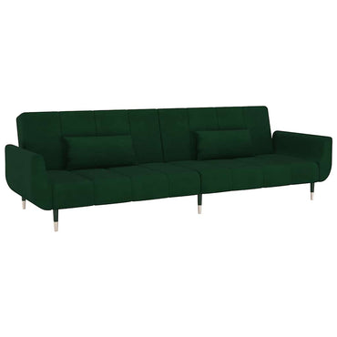 vidaXL Schlafsofa 2-Sitzer mit 2 Kissen Dunkelgrün Samt