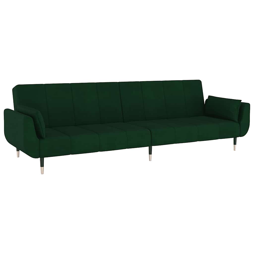 vidaXL Schlafsofa 2-Sitzer mit 2 Kissen Dunkelgrün Samt