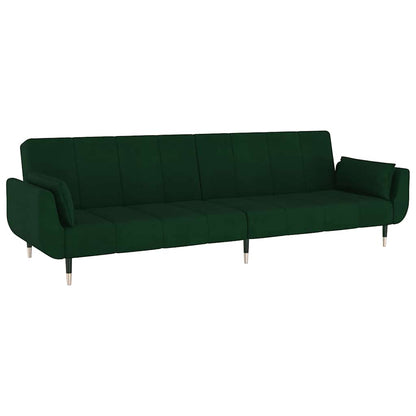 vidaXL Schlafsofa 2-Sitzer mit 2 Kissen Dunkelgrün Samt