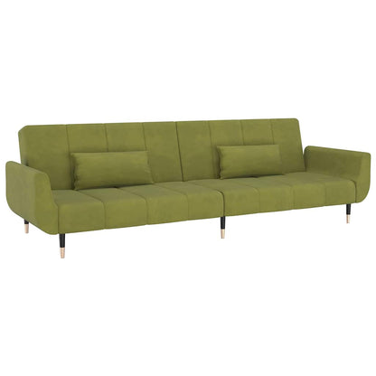 vidaXL Schlafsofa 2-Sitzer mit 2 Kissen Hellgrün Samt