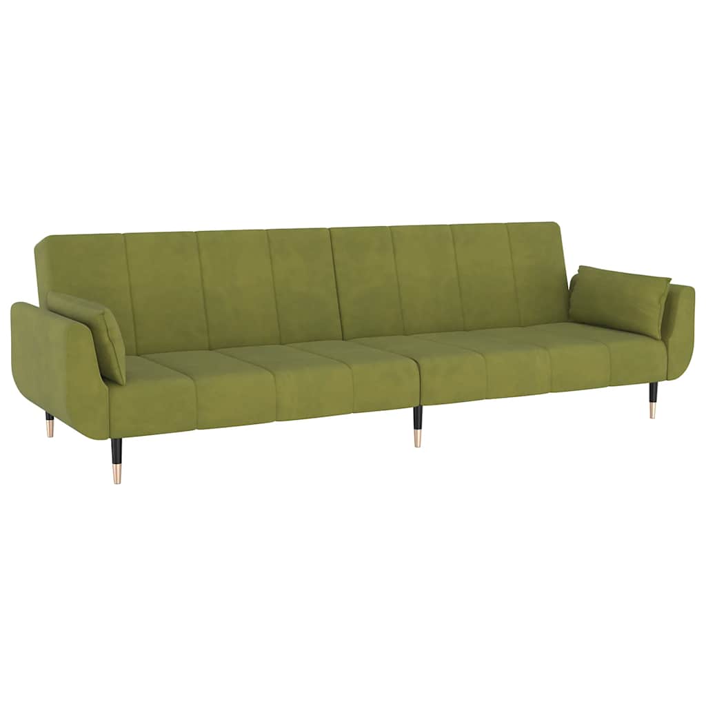 vidaXL Schlafsofa 2-Sitzer mit 2 Kissen Hellgrün Samt