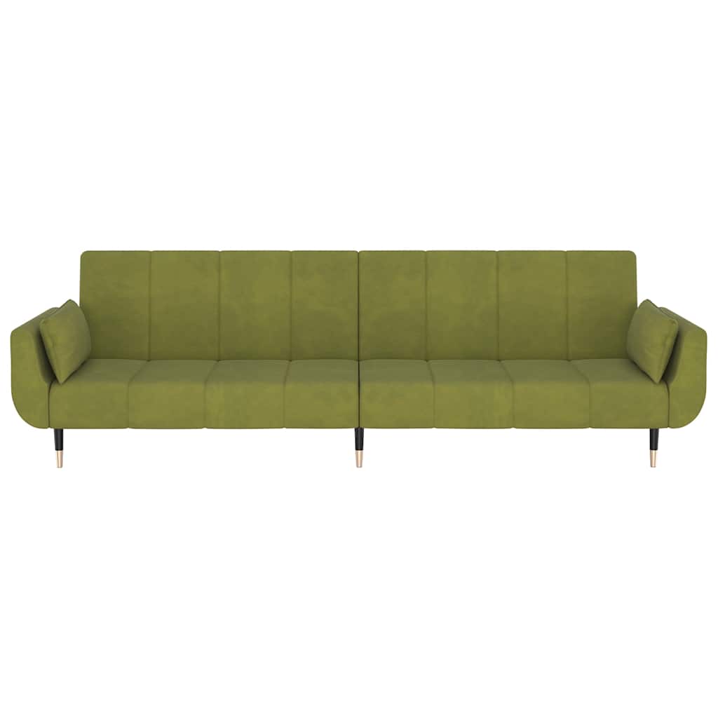 vidaXL Schlafsofa 2-Sitzer mit 2 Kissen Hellgrün Samt