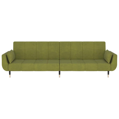 vidaXL Schlafsofa 2-Sitzer mit 2 Kissen Hellgrün Samt