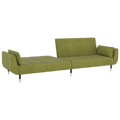 vidaXL Schlafsofa 2-Sitzer mit 2 Kissen Hellgrün Samt