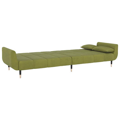 vidaXL Schlafsofa 2-Sitzer mit 2 Kissen Hellgrün Samt