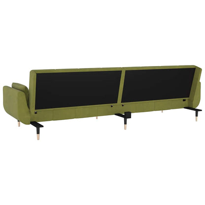 vidaXL Schlafsofa 2-Sitzer mit 2 Kissen Hellgrün Samt