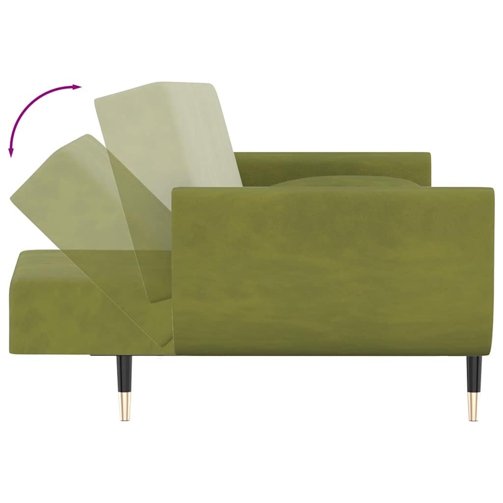 vidaXL Schlafsofa 2-Sitzer mit 2 Kissen Hellgrün Samt