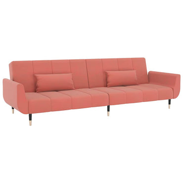 vidaXL Schlafsofa 2-Sitzer mit 2 Kissen Rosa Samt