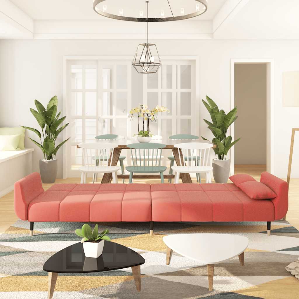 vidaXL Schlafsofa 2-Sitzer mit 2 Kissen Rosa Samt