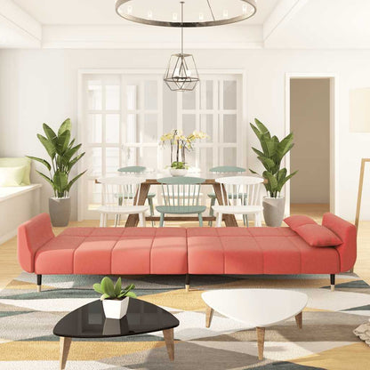 vidaXL Schlafsofa 2-Sitzer mit 2 Kissen Rosa Samt