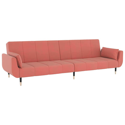vidaXL Schlafsofa 2-Sitzer mit 2 Kissen Rosa Samt