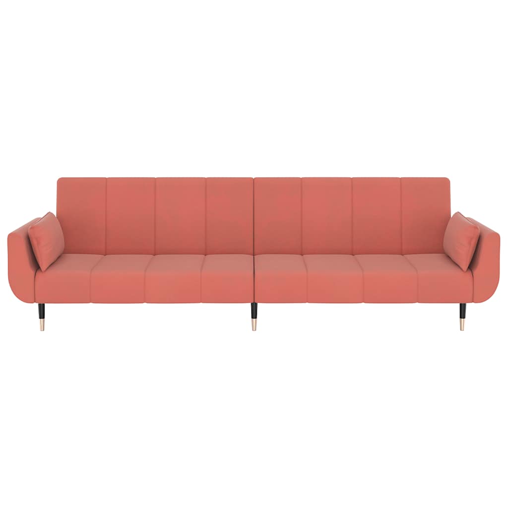 vidaXL Schlafsofa 2-Sitzer mit 2 Kissen Rosa Samt