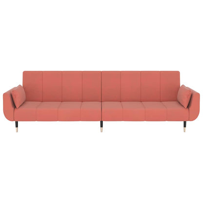 vidaXL Schlafsofa 2-Sitzer mit 2 Kissen Rosa Samt
