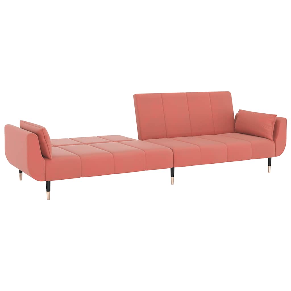 vidaXL Schlafsofa 2-Sitzer mit 2 Kissen Rosa Samt