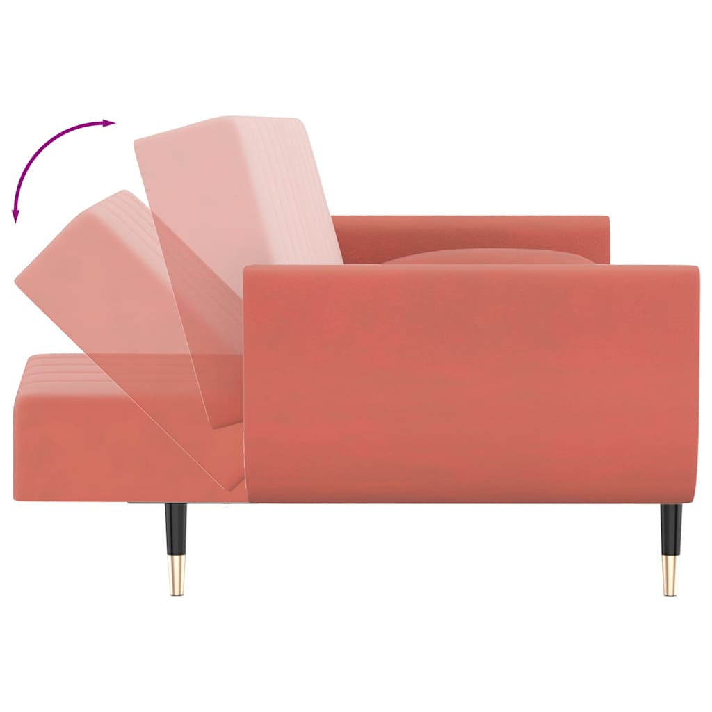 vidaXL Schlafsofa 2-Sitzer mit 2 Kissen Rosa Samt