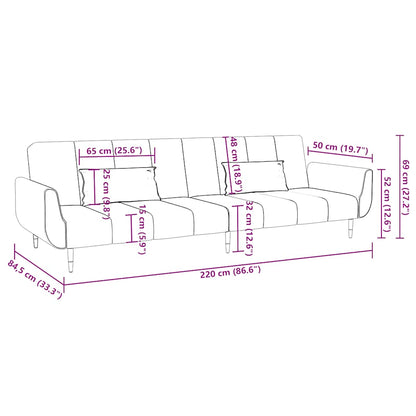 vidaXL Schlafsofa 2-Sitzer mit 2 Kissen Weinrot Samt