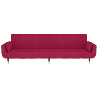 vidaXL Schlafsofa 2-Sitzer mit 2 Kissen Weinrot Samt