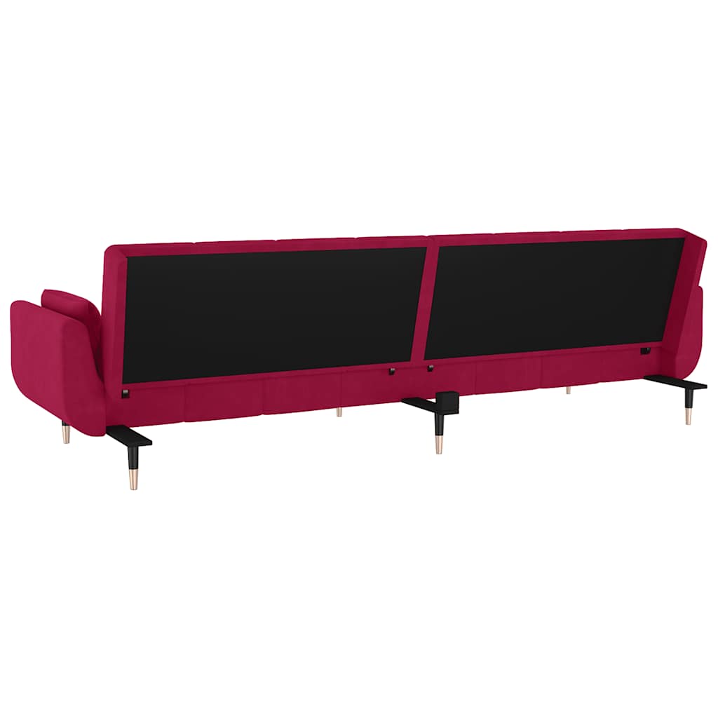 vidaXL Schlafsofa 2-Sitzer mit 2 Kissen Weinrot Samt