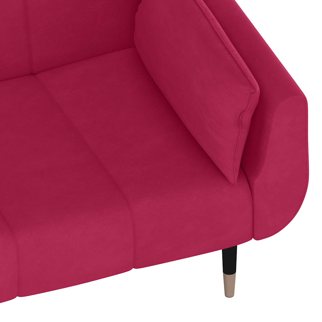 vidaXL Schlafsofa 2-Sitzer mit 2 Kissen Weinrot Samt