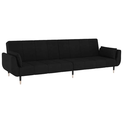 vidaXL Canapé-lit 2 places avec 2 oreillers Velours noir