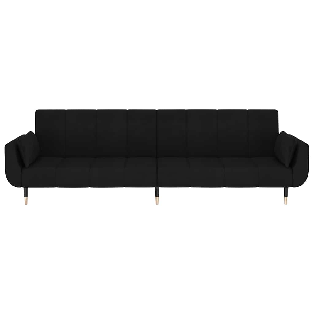 Schlafsofa 2-Sitzer mit 2 Kissen Schwarz Samt