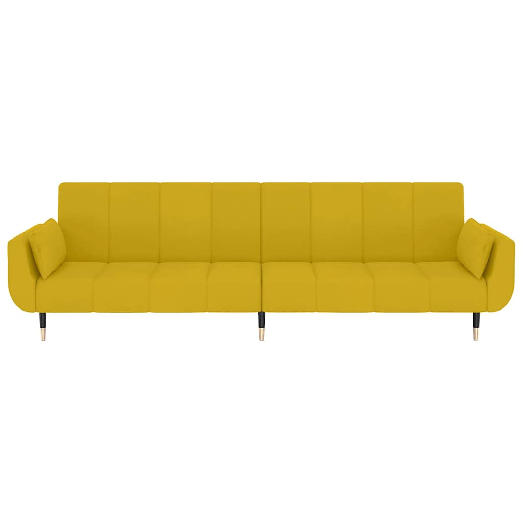 vidaXL Schlafsofa 2-Sitzer mit 2 Kissen Gelb Samt