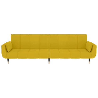 vidaXL Schlafsofa 2-Sitzer mit 2 Kissen Gelb Samt