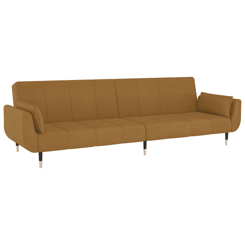 vidaXL Schlafsofa 2-Sitzer mit 2 Kissen Braun Samt