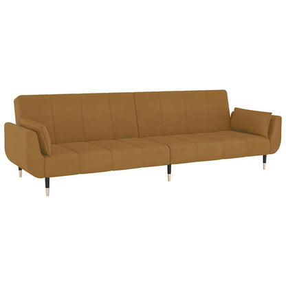 vidaXL Schlafsofa 2-Sitzer mit 2 Kissen Braun Samt