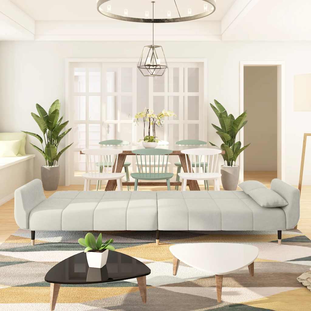 Schlafsofa 2-Sitzer mit 2 Kissen Creme Samt