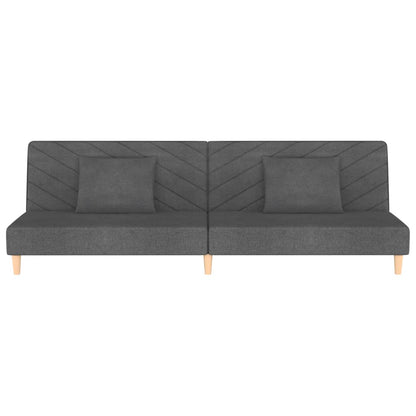 vidaXL Schlafsofa 2-Sitzer mit 2 Kissen Dunkelgrau Stoff