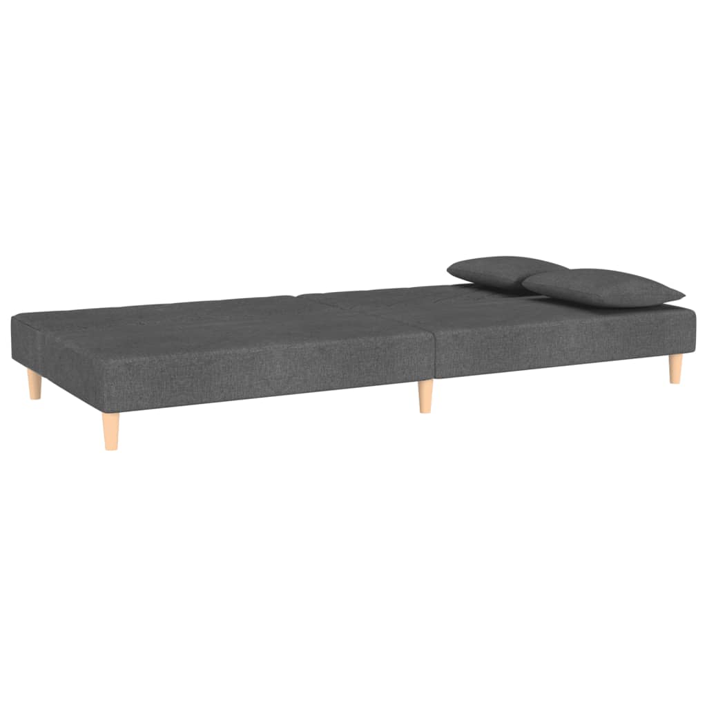 vidaXL Schlafsofa 2-Sitzer mit 2 Kissen Dunkelgrau Stoff