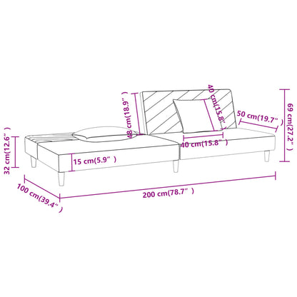 vidaXL Schlafsofa 2-Sitzer mit 2 Kissen Dunkelgrau Stoff