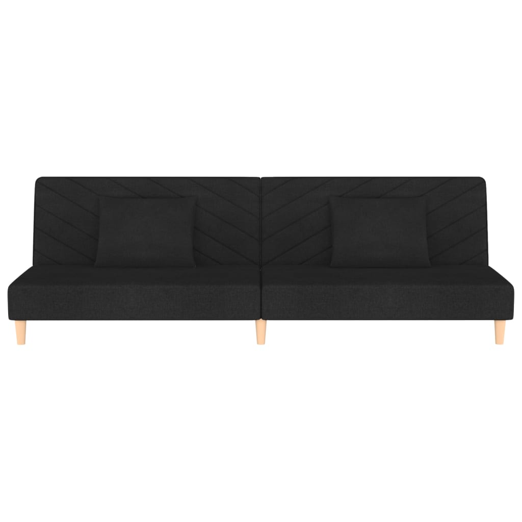 vidaXL Schlafsofa 2-Sitzer mit 2 Kissen Schwarz Stoff