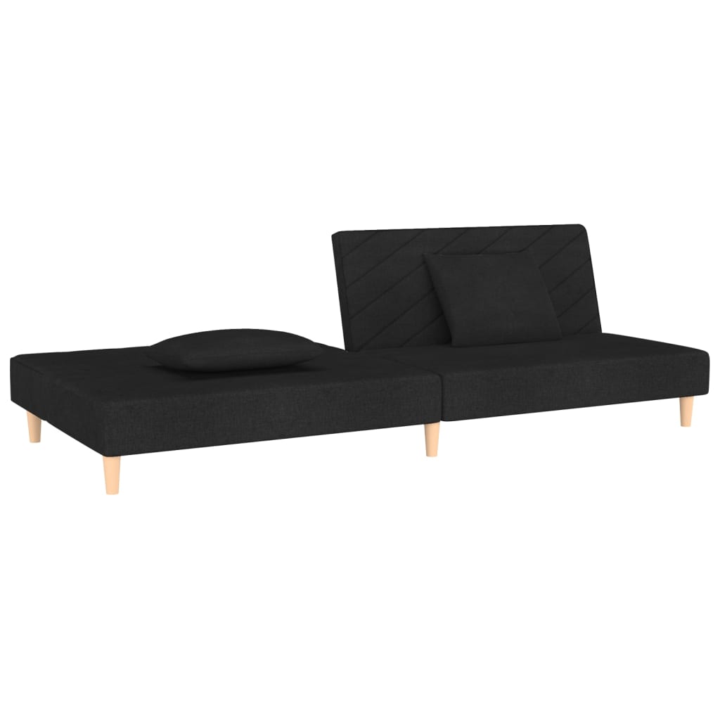 vidaXL Schlafsofa 2-Sitzer mit 2 Kissen Schwarz Stoff