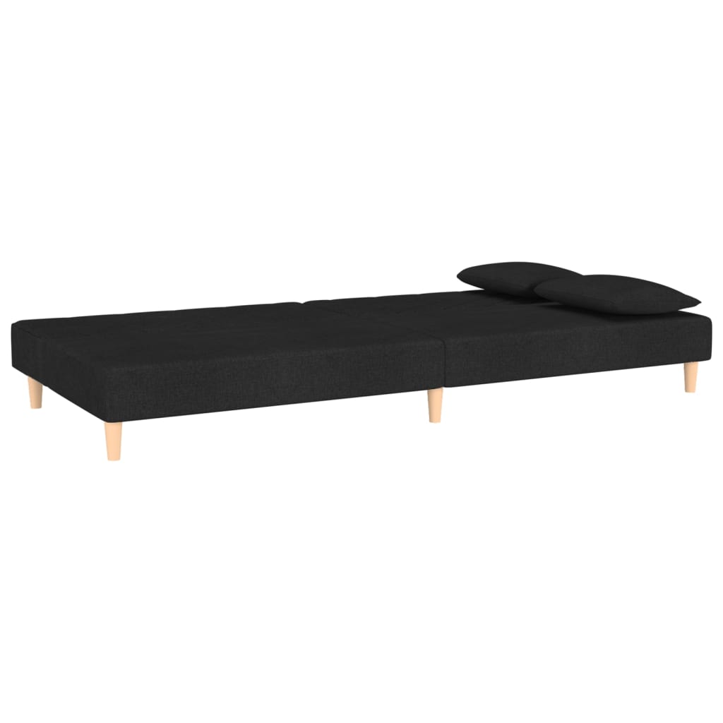 vidaXL Schlafsofa 2-Sitzer mit 2 Kissen Schwarz Stoff